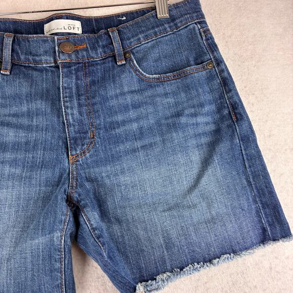 Loft Jean Shorts Women's 28 (measured 32) Blue Denim Cutt Off Cotton Stretch - Picture 9 of 11